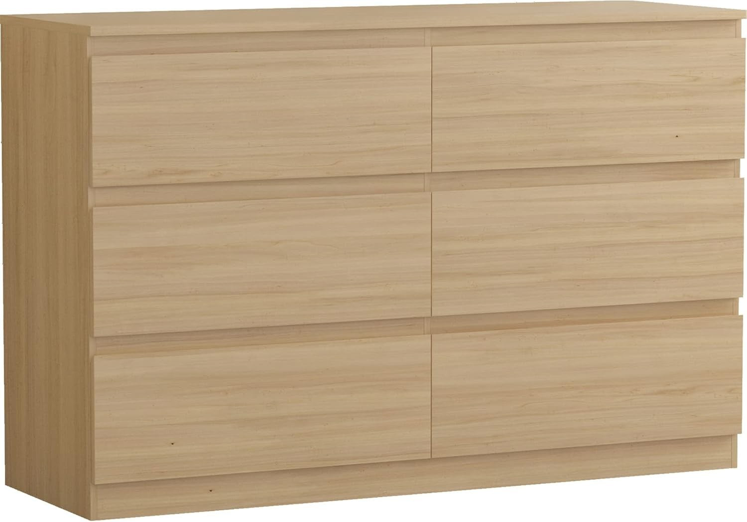 Modern 6 Drawer Chest Pine Wood Storage Unit for Bedroom Living Room