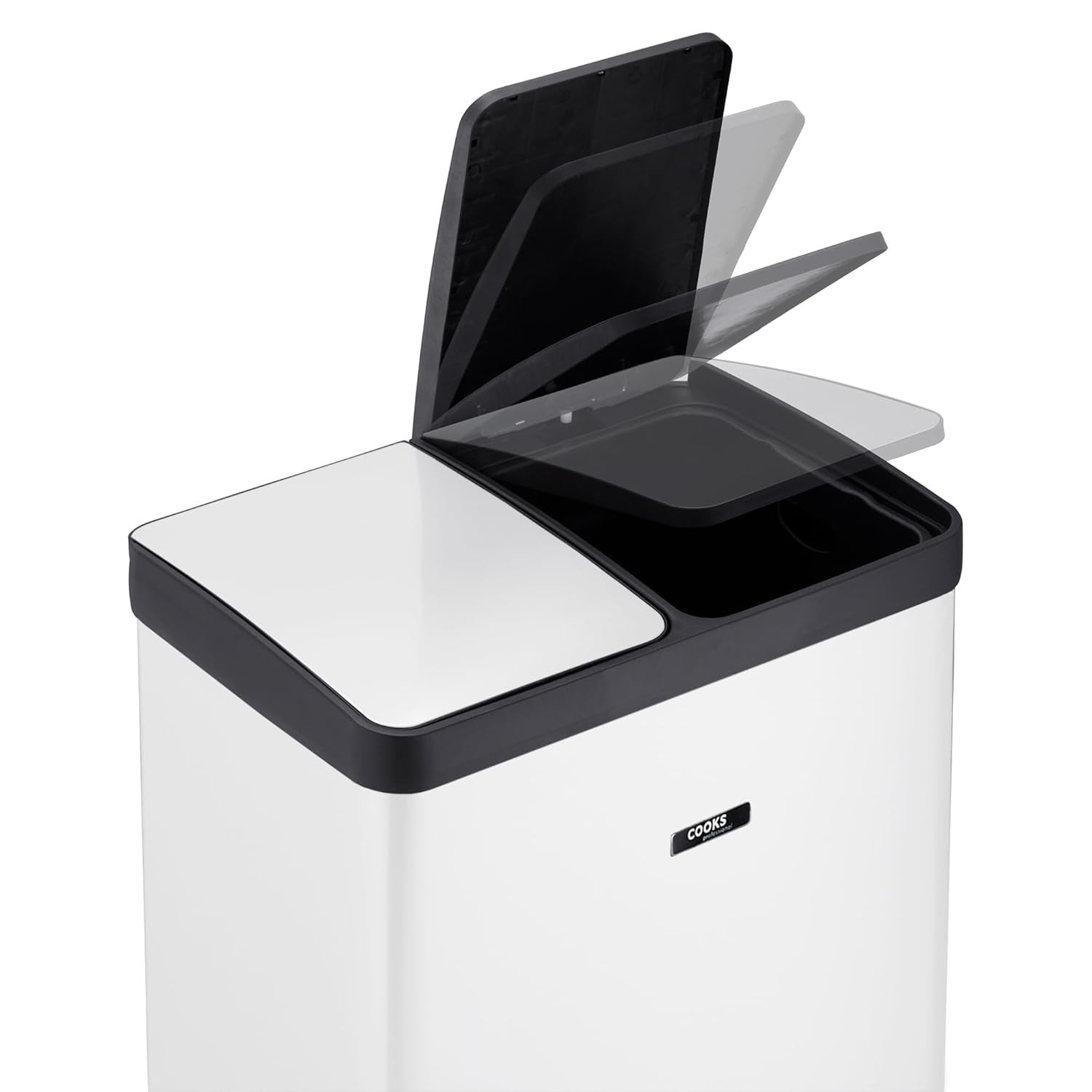 60L Dual Pedal Recycling Bin 2x30L Stainless Steel Soft Close White