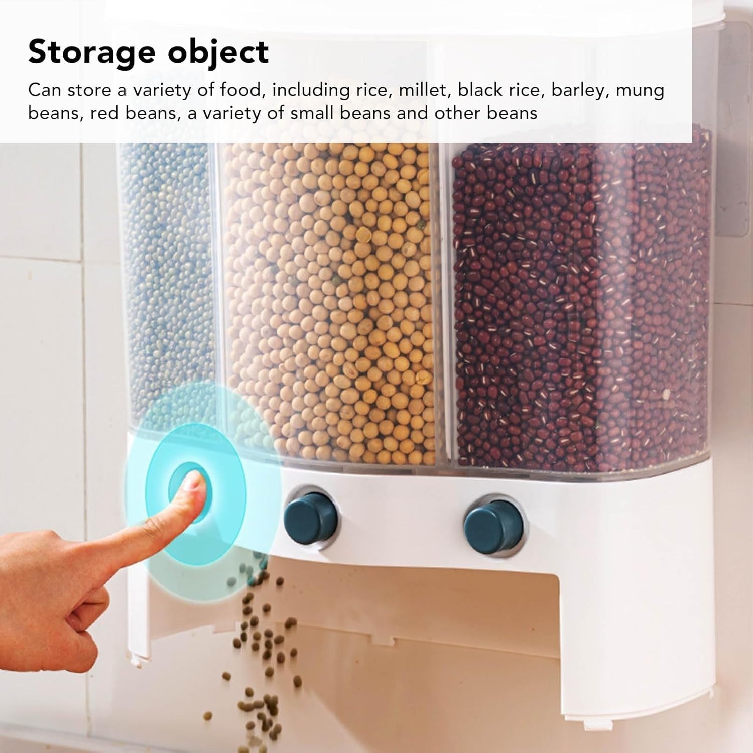 3 Grid Grain Dispenser 6L Rice Storage Container Transparent Window