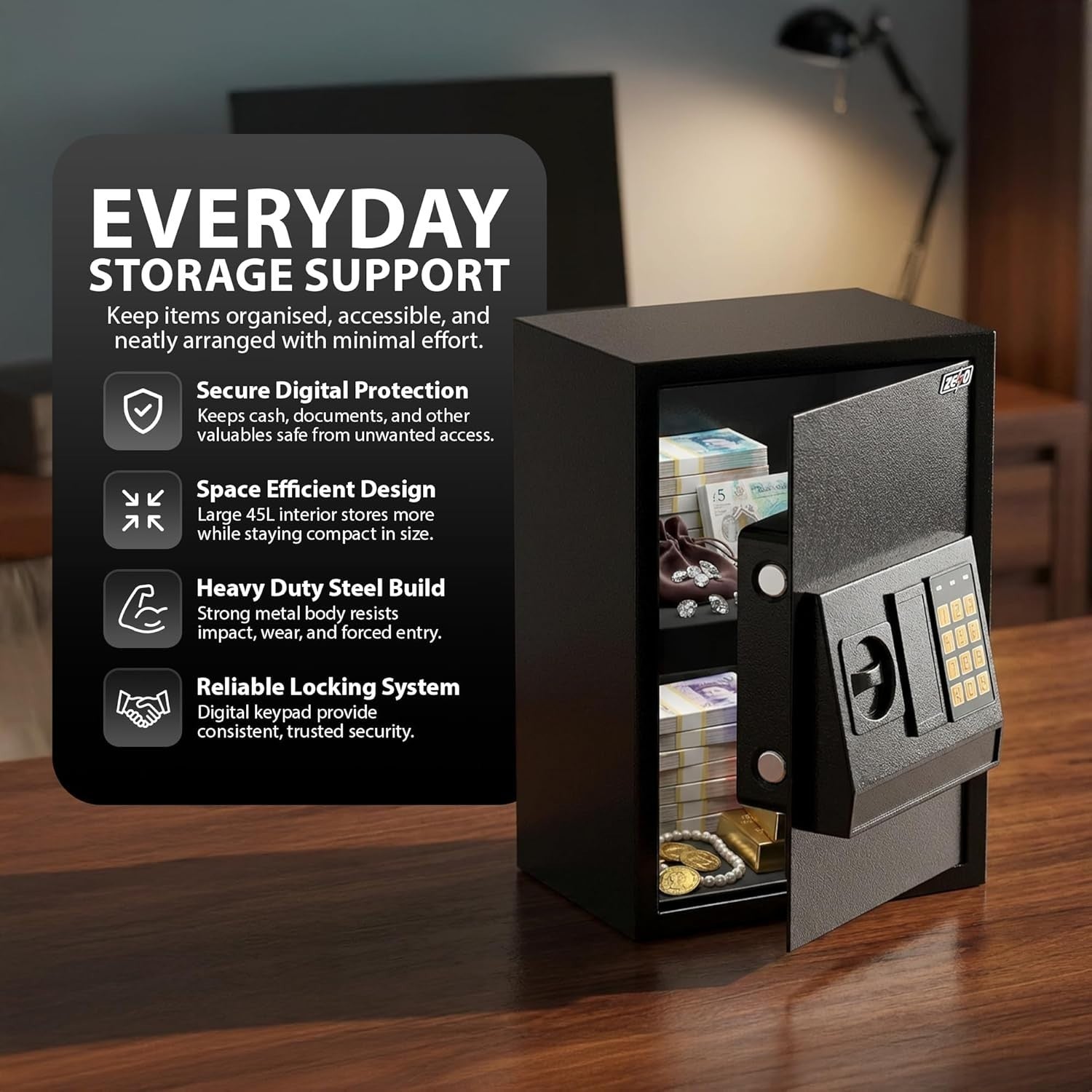 45L Digital Fireproof Safe Box Electronic Keypad Security Safe