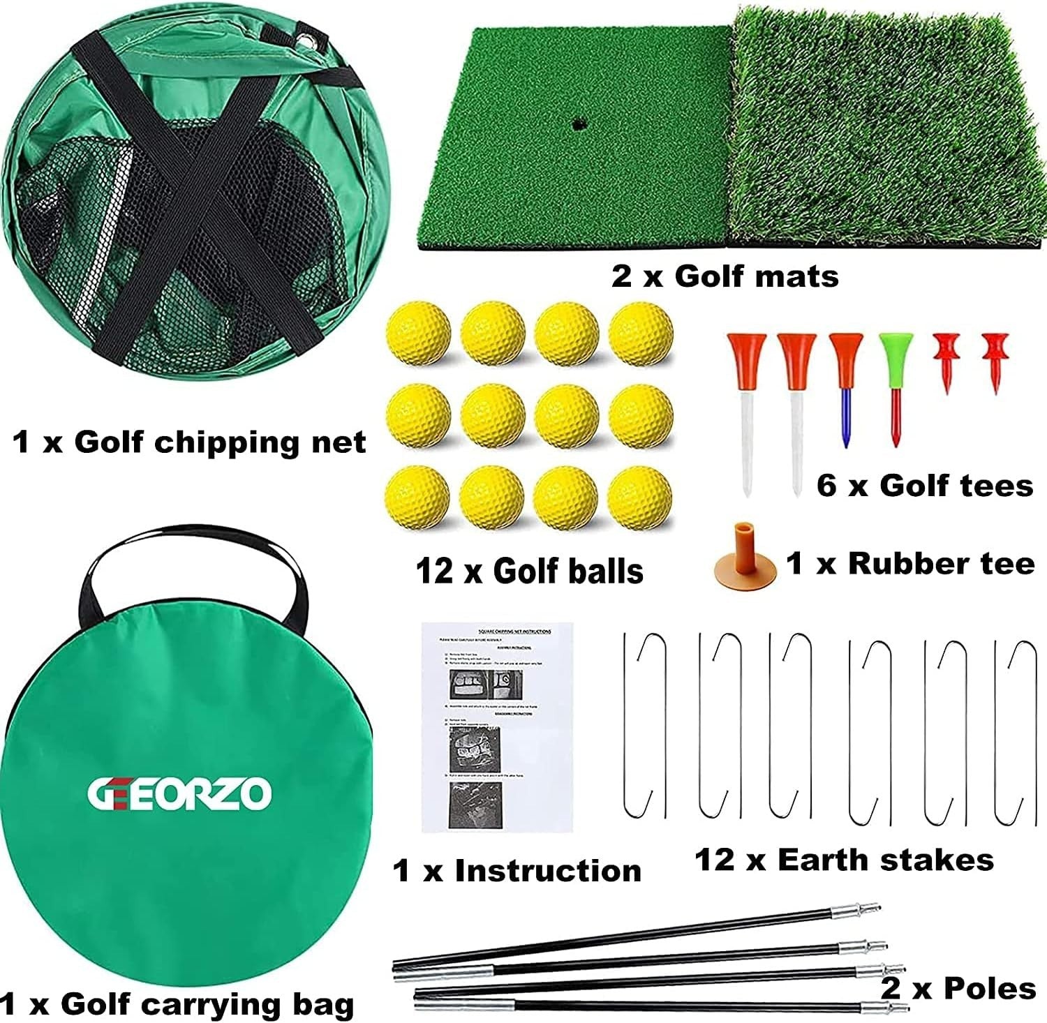 Golf Chipping Net with Hitting Mat Practice Set Indoor Outdoor Training