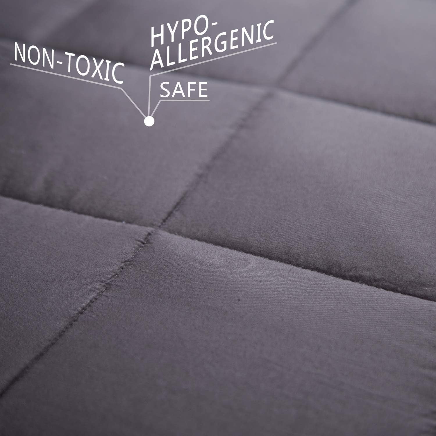 Gray Weighted Blanket 150x200cm 9kg with Removable Cover for Stress Relief