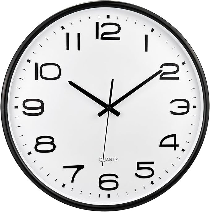 Extra Large 16 Inch Silent Wall Clock Modern White Easy-Read Quartz Home Office