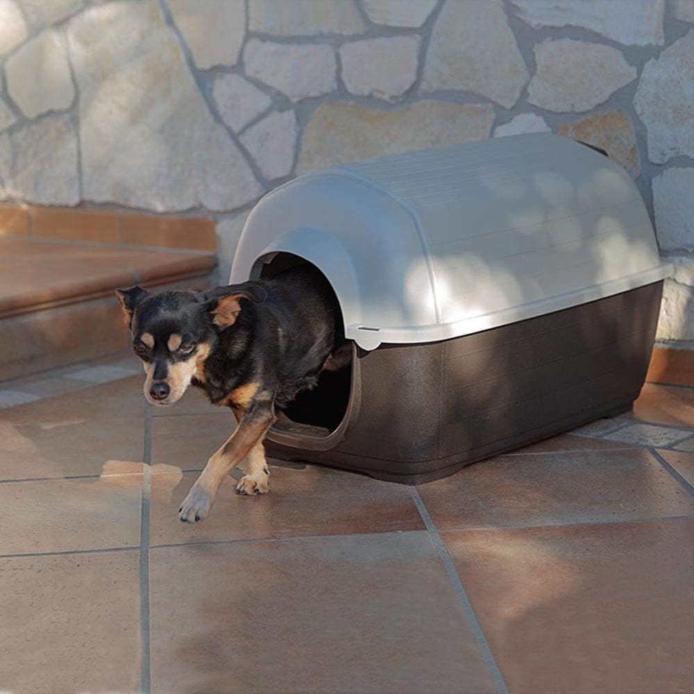 Small Outdoor Dog House Weatherproof UV-Resistant Resin Kennel 66x40x40cm