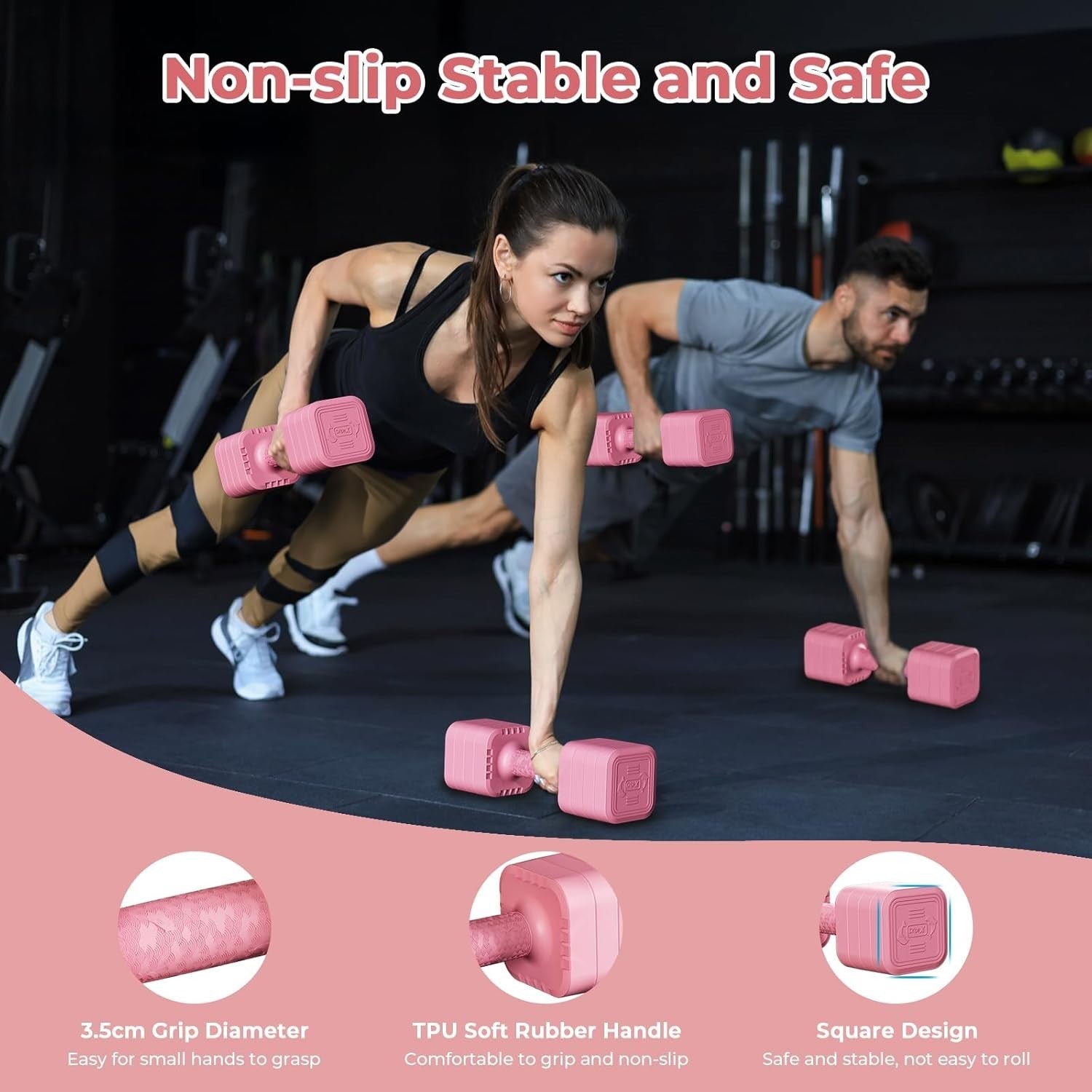 Adjustable Dumbbells Pair 2–5kg 4 in 1 Non Slip Home Gym Weights