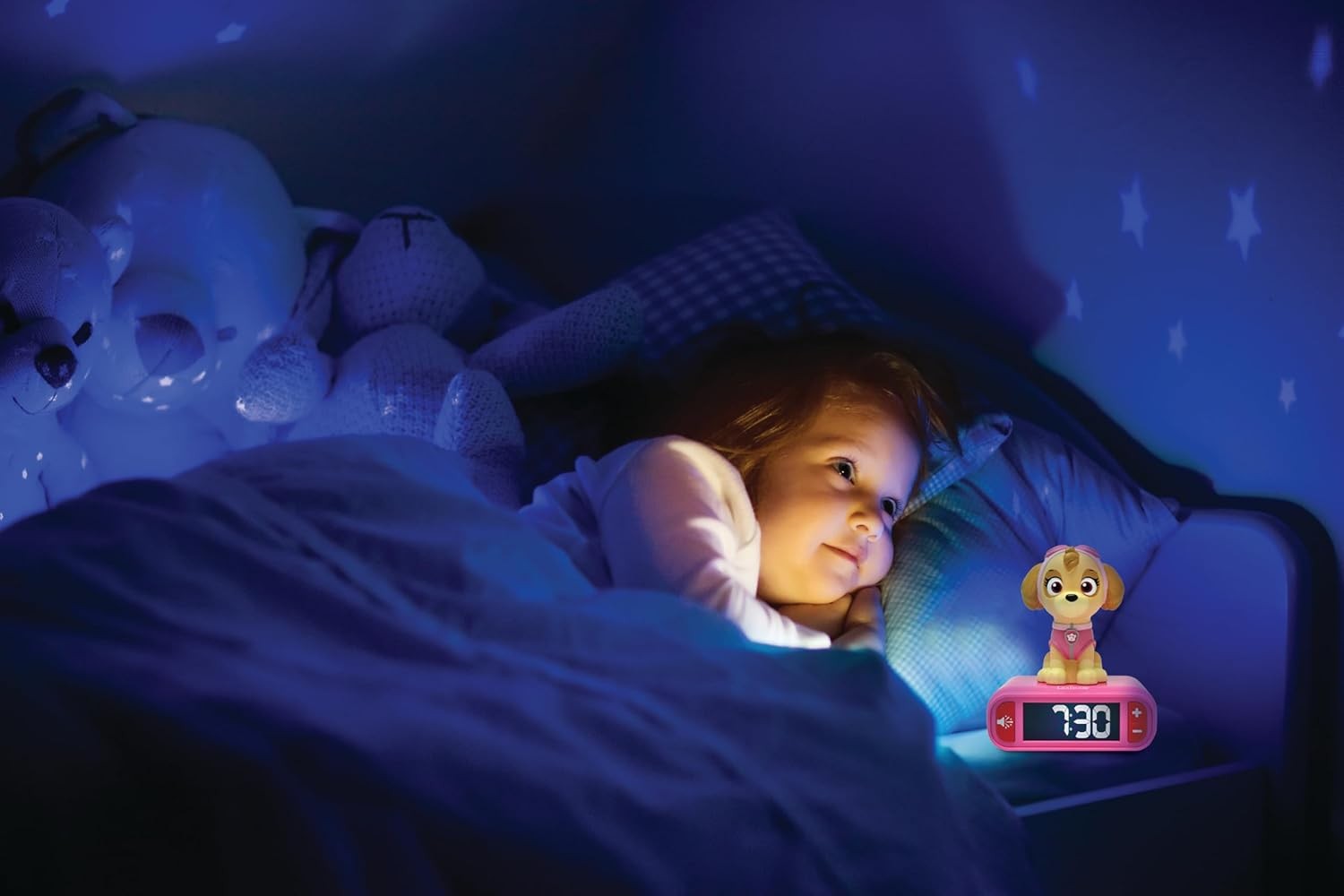 Kids Alarm Clock Night Light LCD Snooze Sound Effects Bedside Clock pink