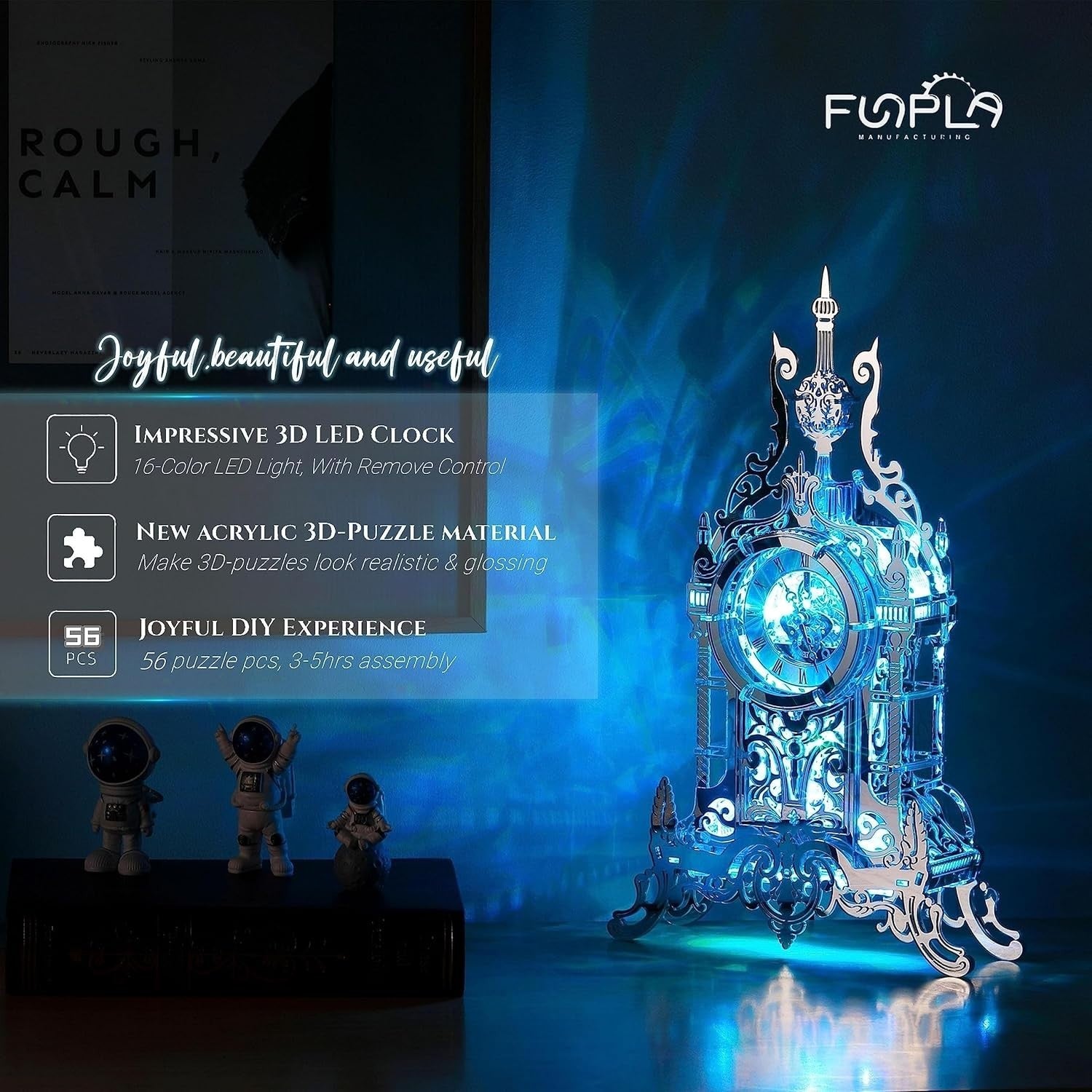 LED 3D Tower Clock Puzzle with Color-Changing Lights, DIY Decor Gift