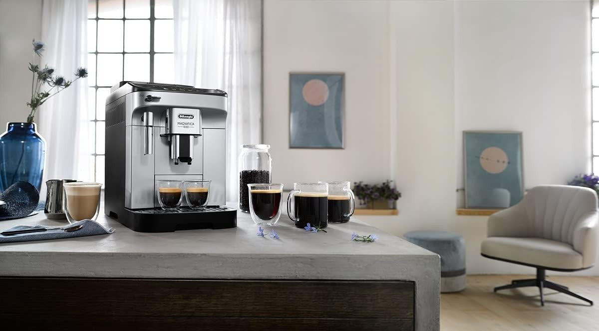 Automatic Bean-to-Cup Coffee Machine 7-Drink Menu Milk Frother 1450W Silver