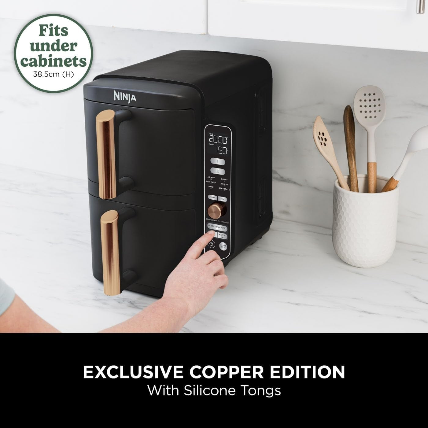 Vertical Double Stack Air Fryer 9.5L Dual Drawer 4 Level Space Saving