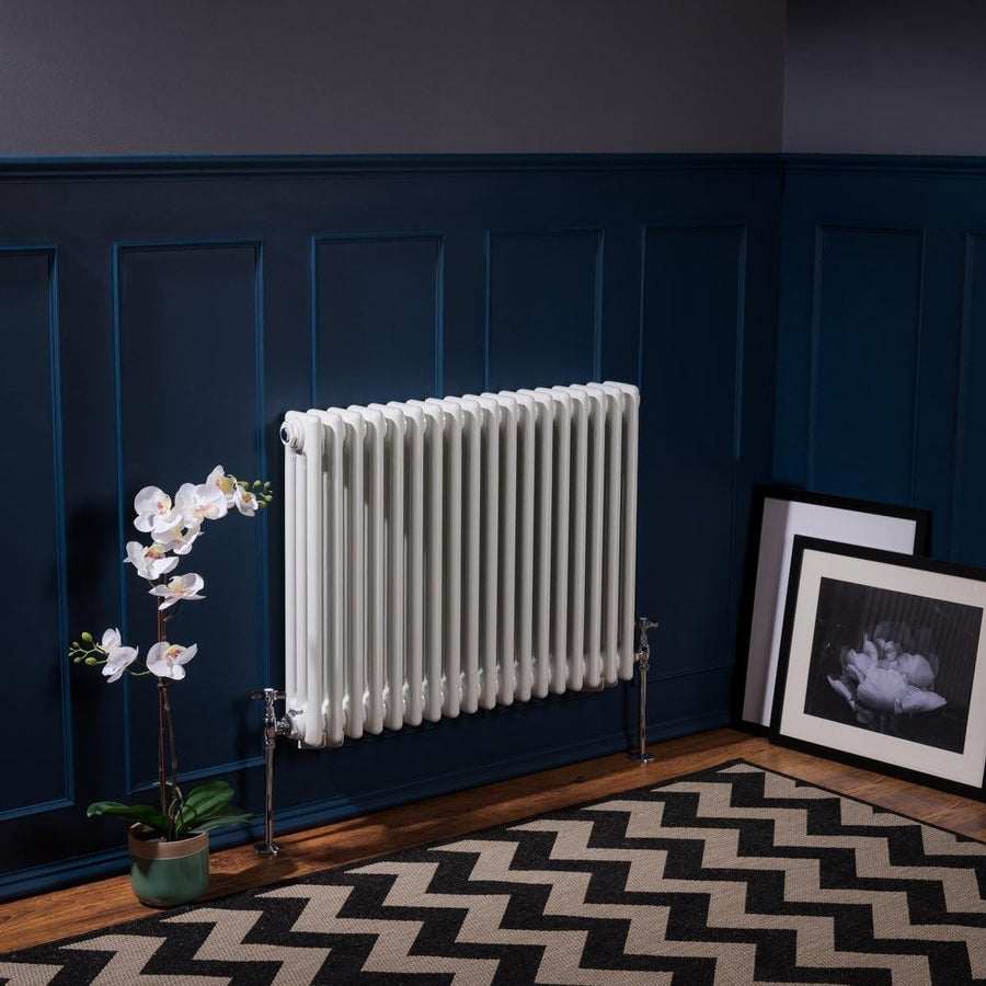 Triple Column Horizontal Radiator 600x830mm White Cast Iron Style