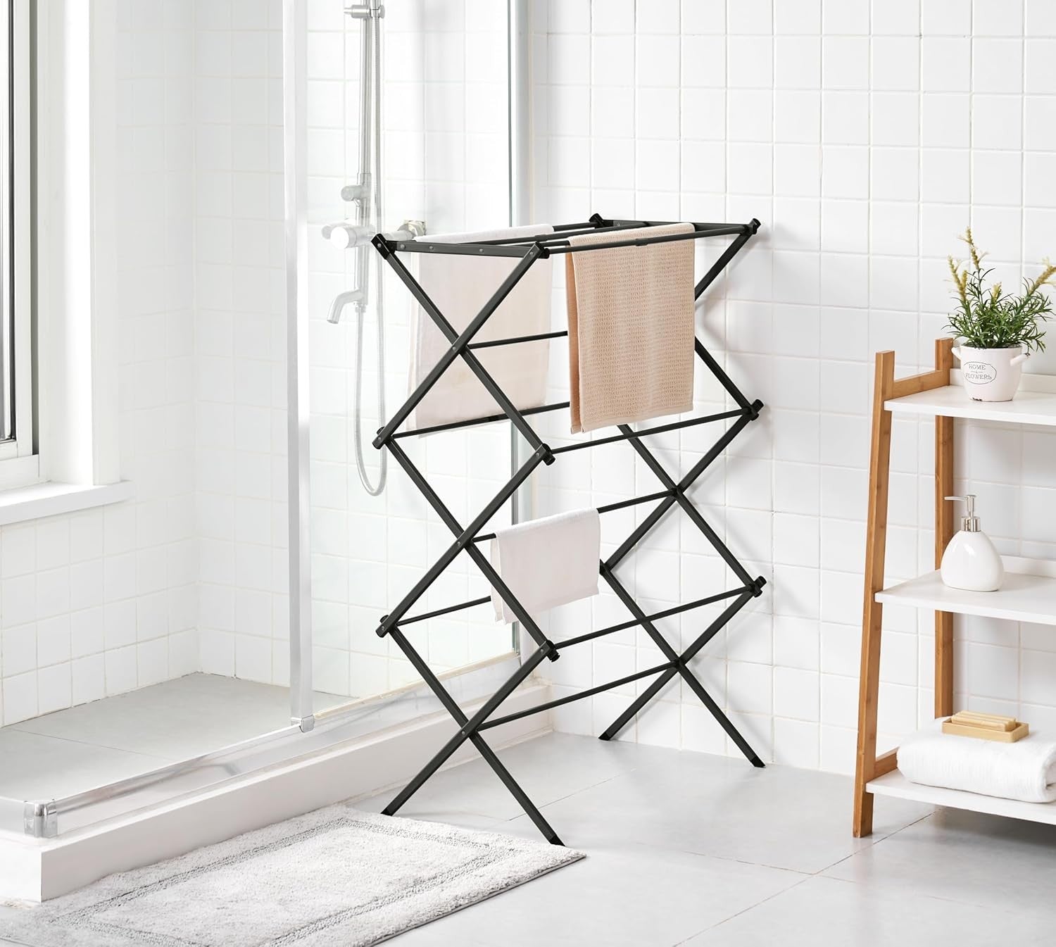 3 Tier Clothes Airer Foldable Drying Rack Space Saving Laundry Clothes Horse
