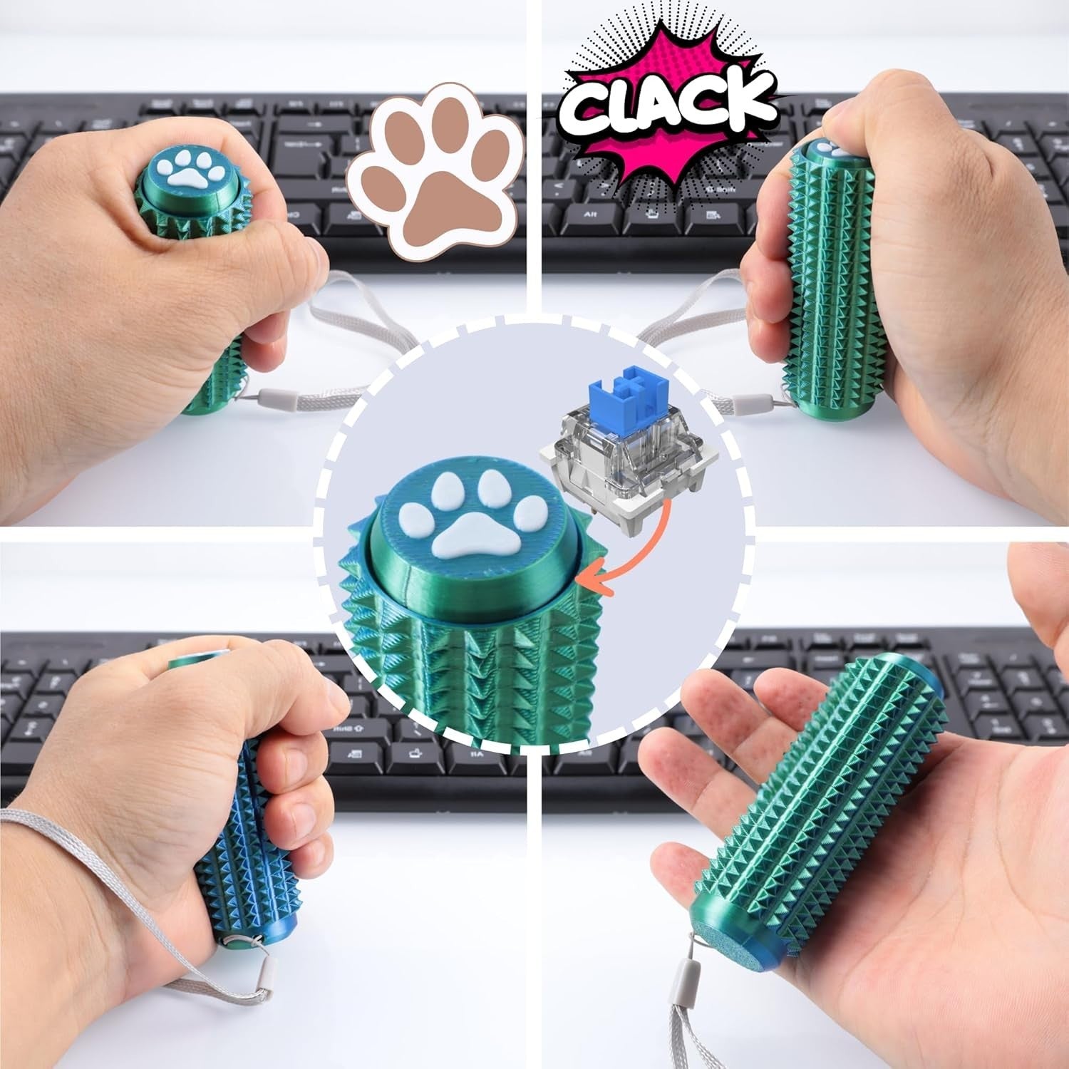 Pain Stim Clicker Fidget Dual Intensity Cat Dog Paw Anxiety Toy