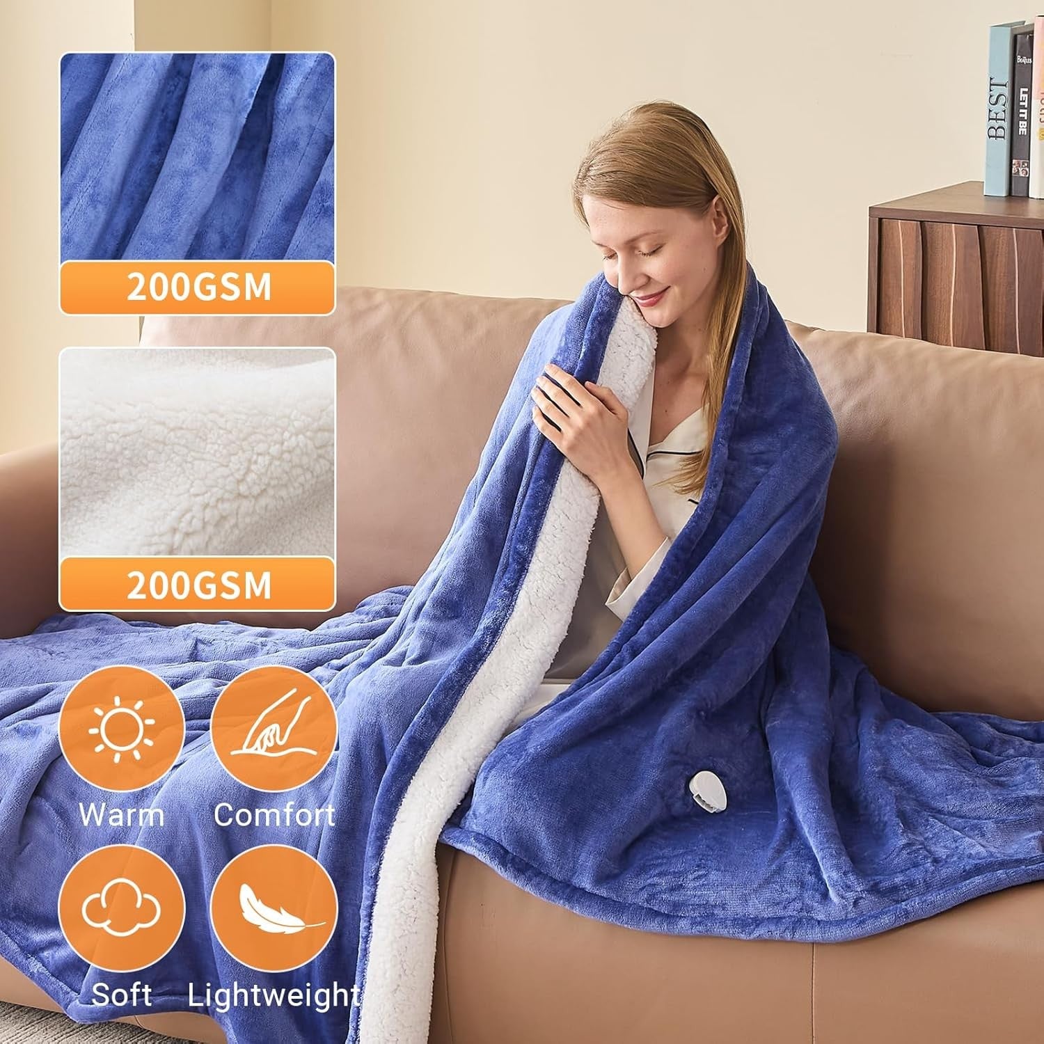Electric Heated Blanket 130x160cm Fleece 10 Heat Settings Timer