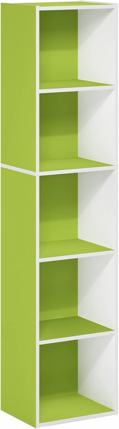 5 Cube Bookcase Storage Open Shelf Compact Design Organizer Bookshelf Green