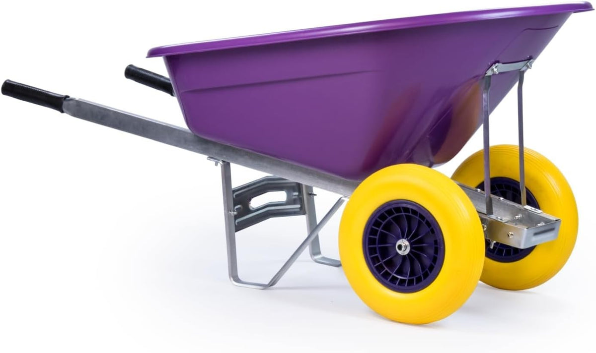 160L 2-Wheel Garden Wheelbarrow – Purple – Flat-Free Tyres Heavy Duty 130kg