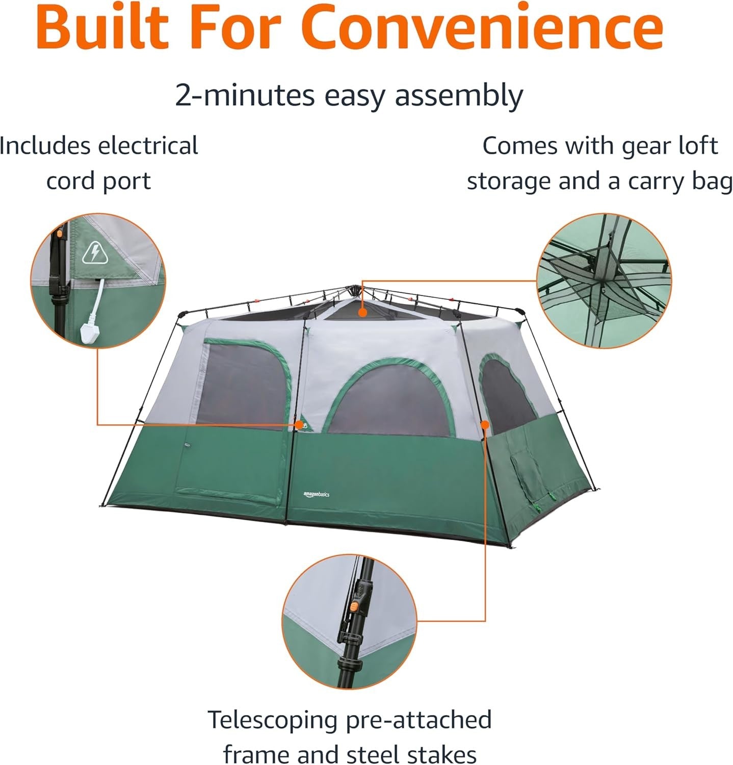10 Person Camping Tent Waterproof Instant Pop Up with Rainfly
