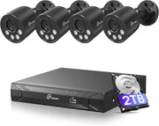 4K PoE CCTV Camera System 8CH NVR 2TB HDD 4 Cameras AI Detection