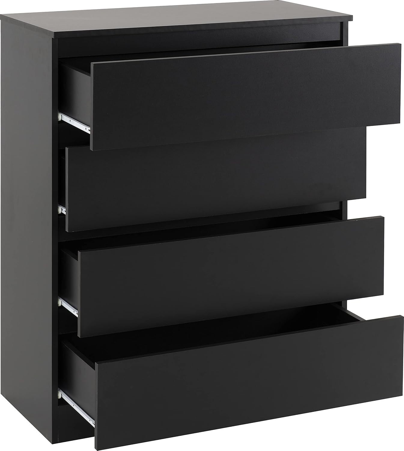 Black 4 Drawer Chest Storage Cabinet Engineered Wood Bedroom Organizer