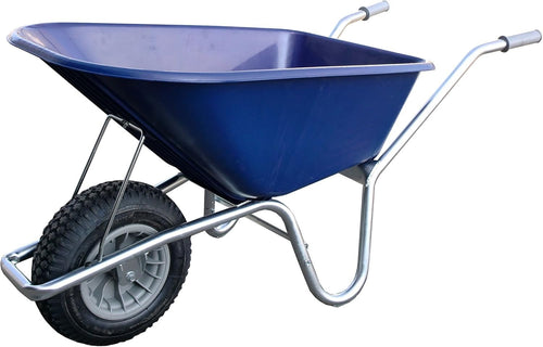 120L Blue Garden Wheelbarrow – Puncture Proof Tyre Heavy Duty Steel Frame 150kg