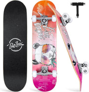 31x8 Maple Complete Skateboard Double Kick Kids Teens Adult Orange