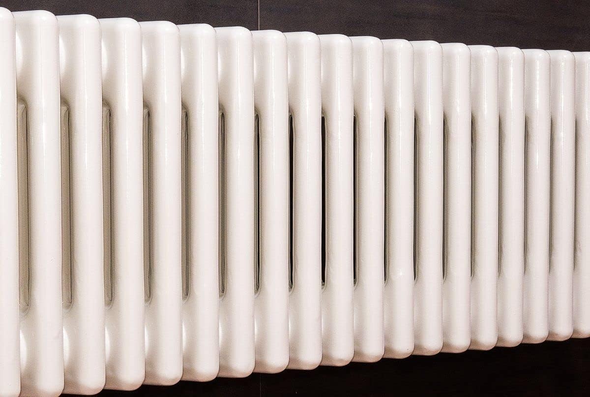 Triple Column Horizontal Radiator 300x1190mm White Cast Iron Style