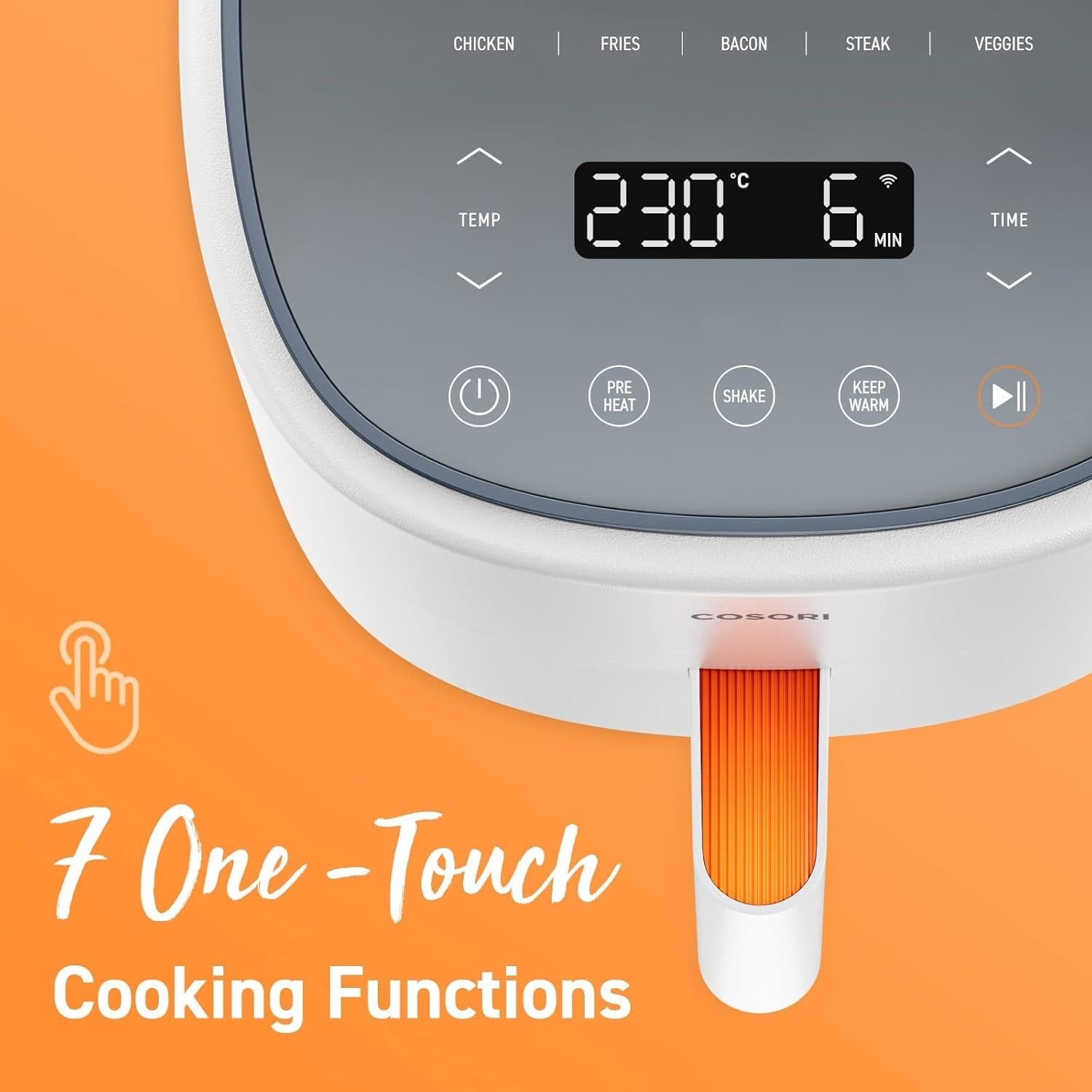 Air Fryer 3.8L Smart Control 230°C Fast Cooking 1500W Compact Oven