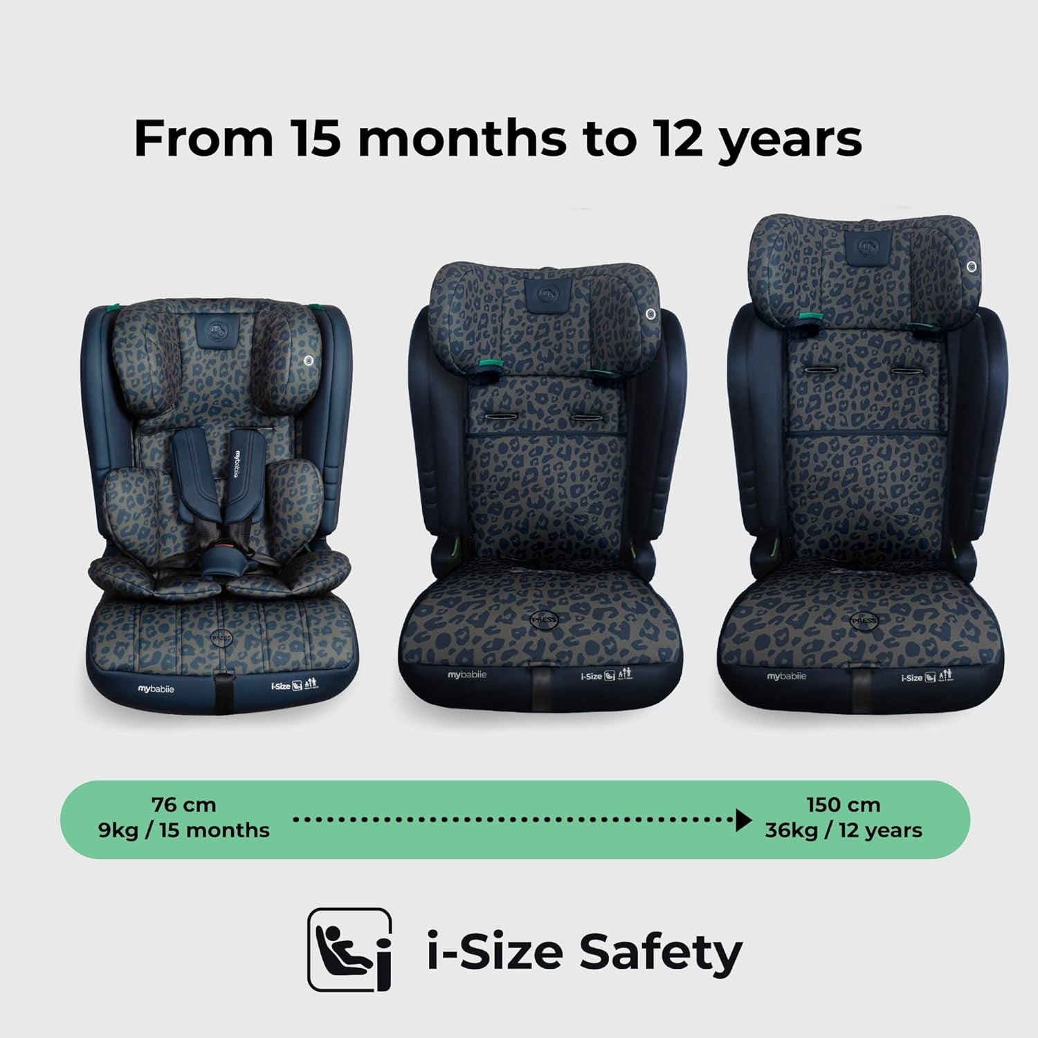 i-Size R129 Toddler Booster Car Seat 5-Point Harness 76–150cm