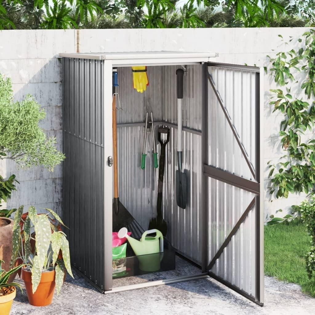 88x89x161cm Metal Garden Tool Shed Galvanised Steel Outdoor Storage