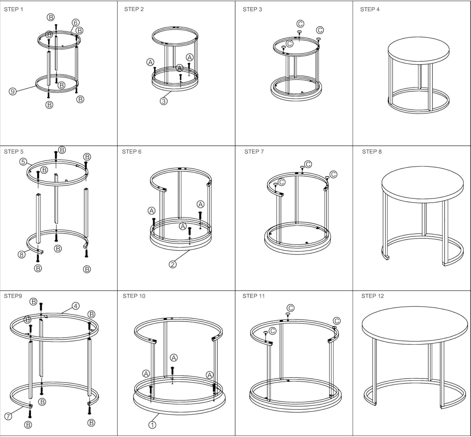 Space Saving Nesting End Tables Set 3 Round White Oak Wood Look Side Coffee