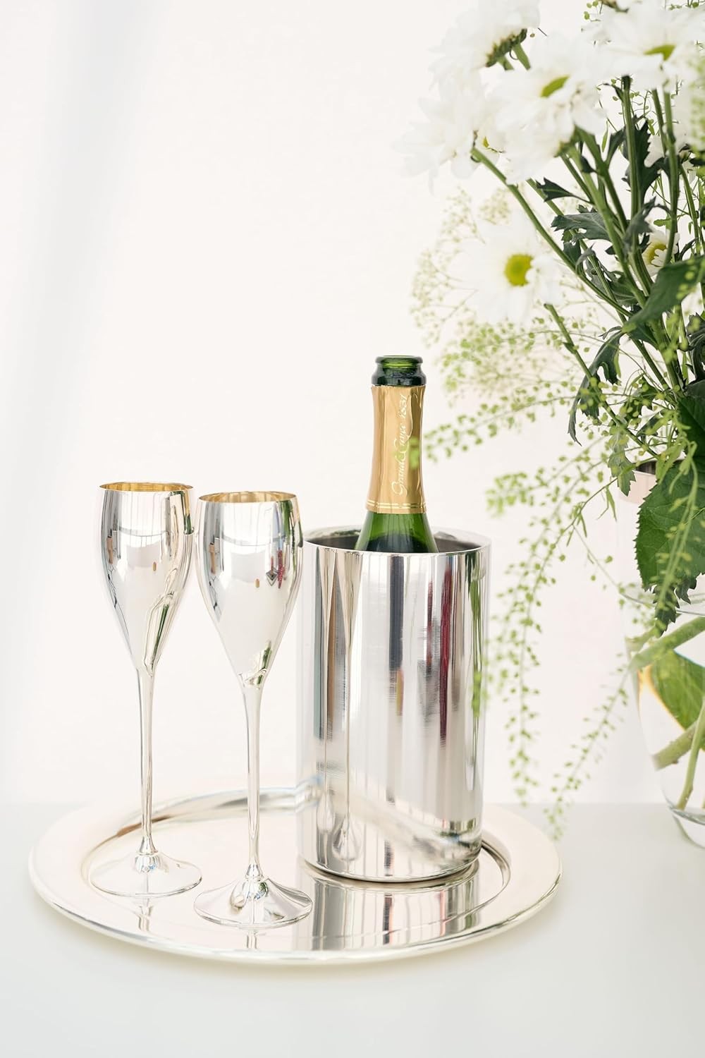 Stainless Steel Wine Bottle Cooler Double Wall Insulated Champagne Chiller