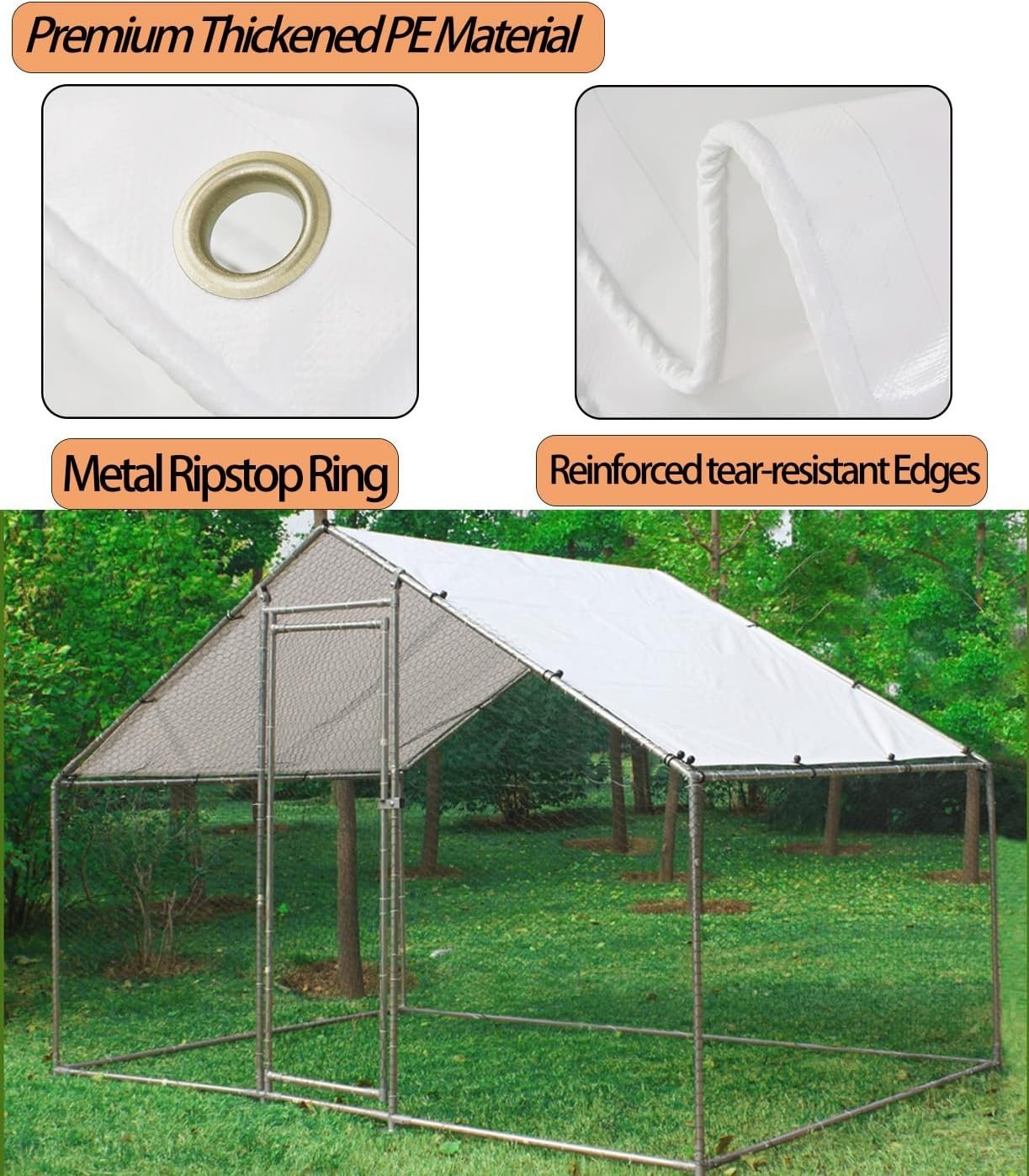 2PCS Chicken Coop Cover 12x71in Waterproof UV Shade Tarp