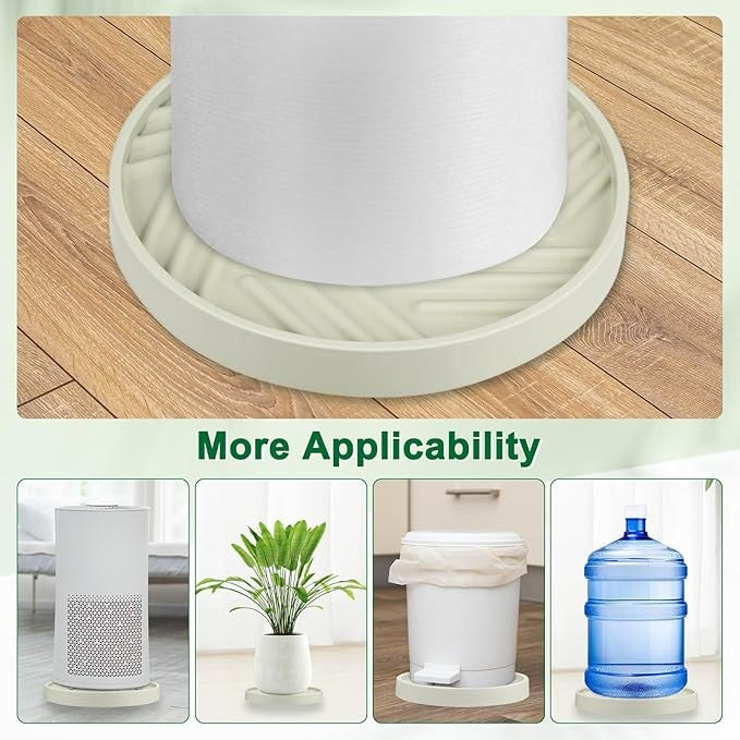 2 Pack 14 Inch Plant Caddy with Wheels Round Rolling Tray Pot Stand Beige Indoor