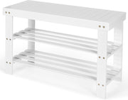 3-Tier Bamboo Shoe Storage Bench with Seat for Entryway & Hallway
