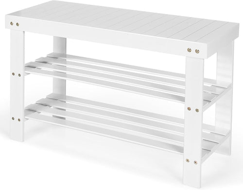 3-Tier Bamboo Shoe Storage Bench with Seat for Entryway & Hallway