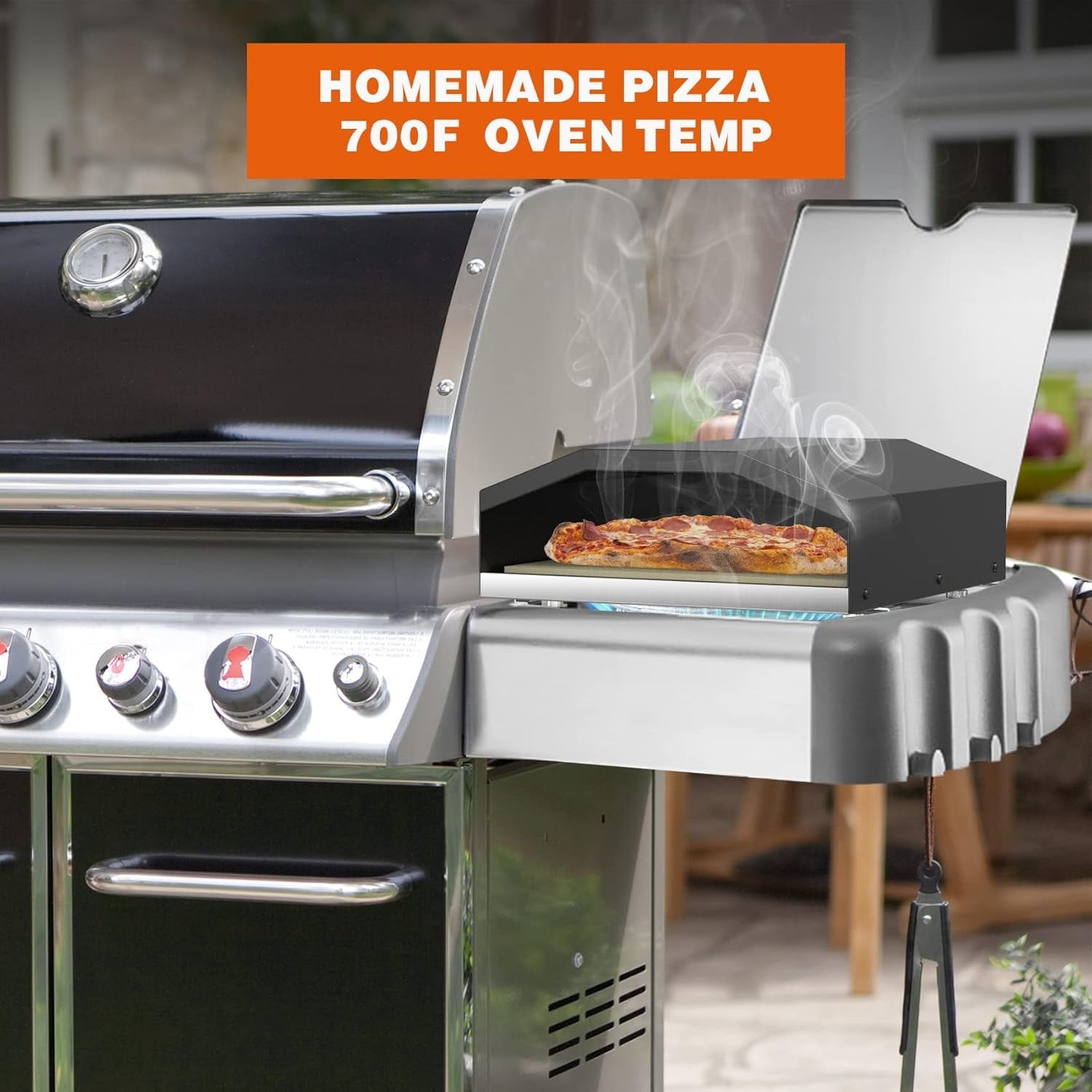 Outdoor Gas Pizza Oven Kit | BBQ Grill with Pizza Stone & Peel for Camping