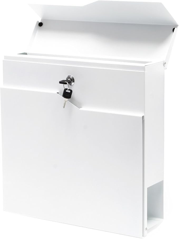 Lockable Wall Mounted Mailbox with Newspaper Slot Durable Steel Postbox