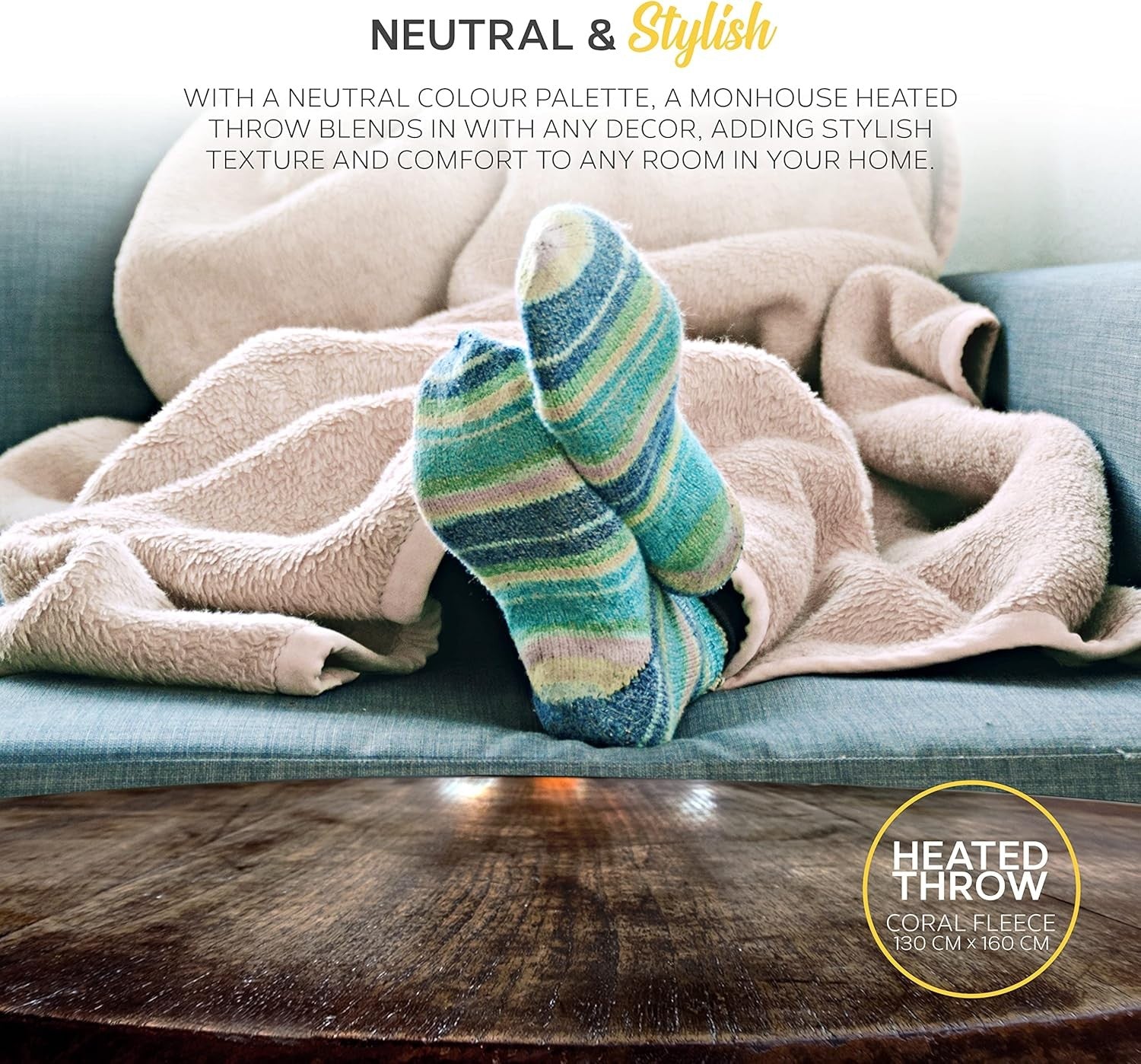 Electric Heated Throw Blanket 130x160cm Fleece 9 Heat Levels Timer Washable