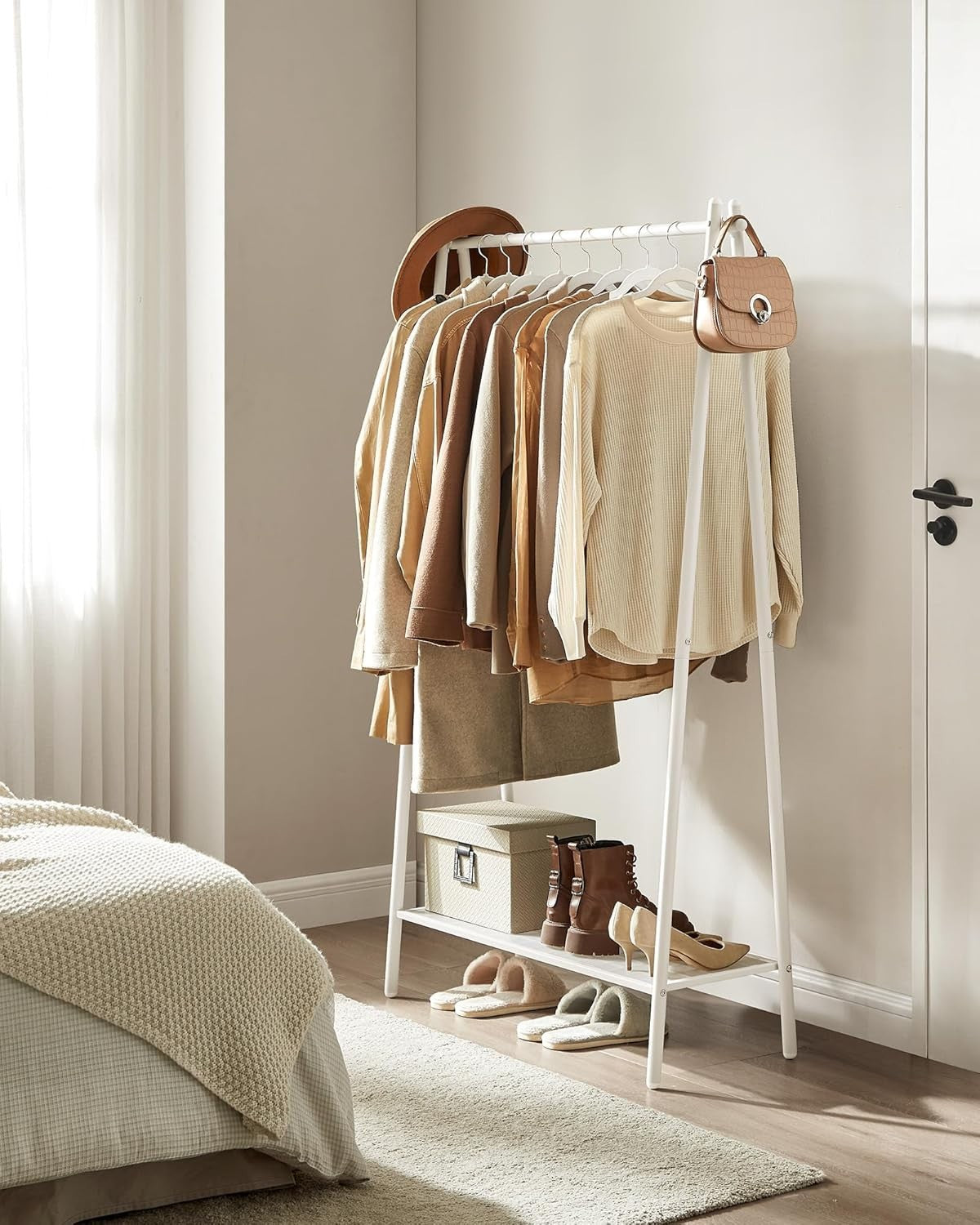Clothes Rail with Shelf – Heavy Duty White 153cm