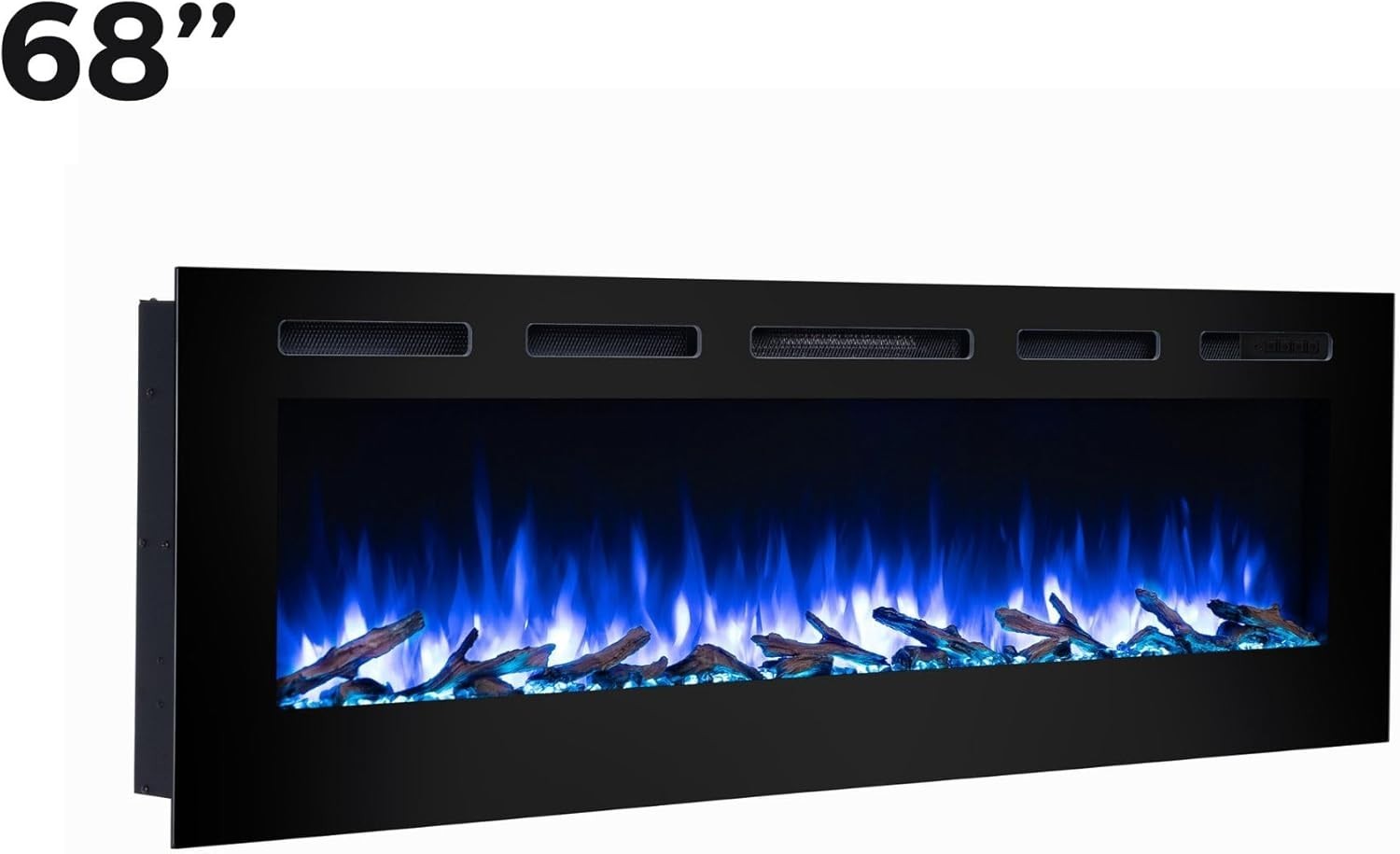Programmable Recessed Electric Fireplace 68” | Remote, 3 Flame Modes, Timer