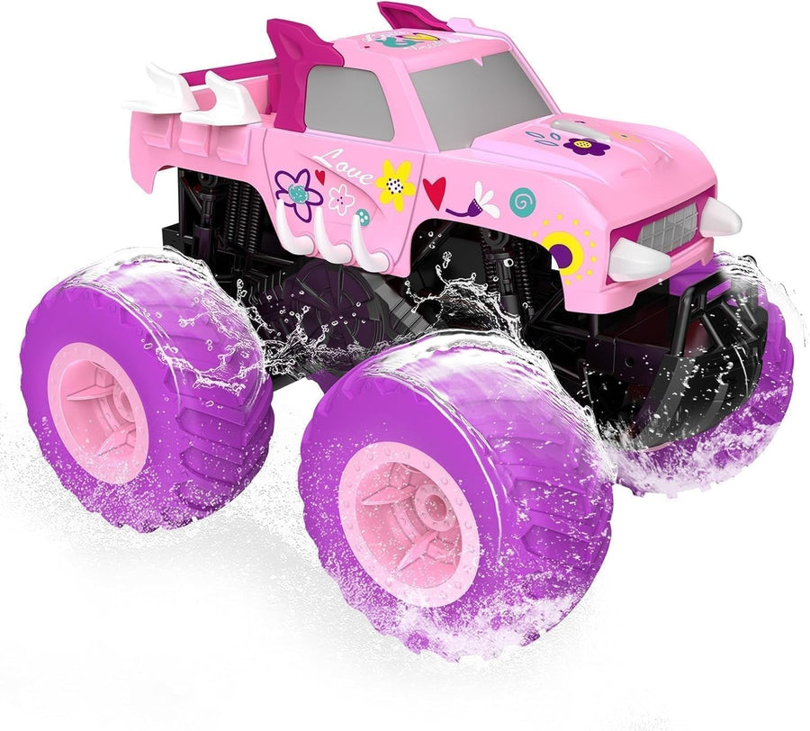 1:16 Pink RC Monster Truck 4WD Waterproof Amphibious Car Off-Road Toy Gift Girls