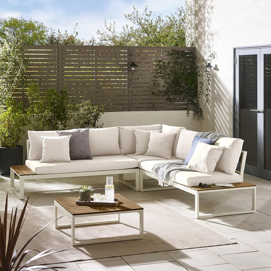 6 Seater L-Shaped Outdoor Sofa Set Garden Patio Metal Rattan Style