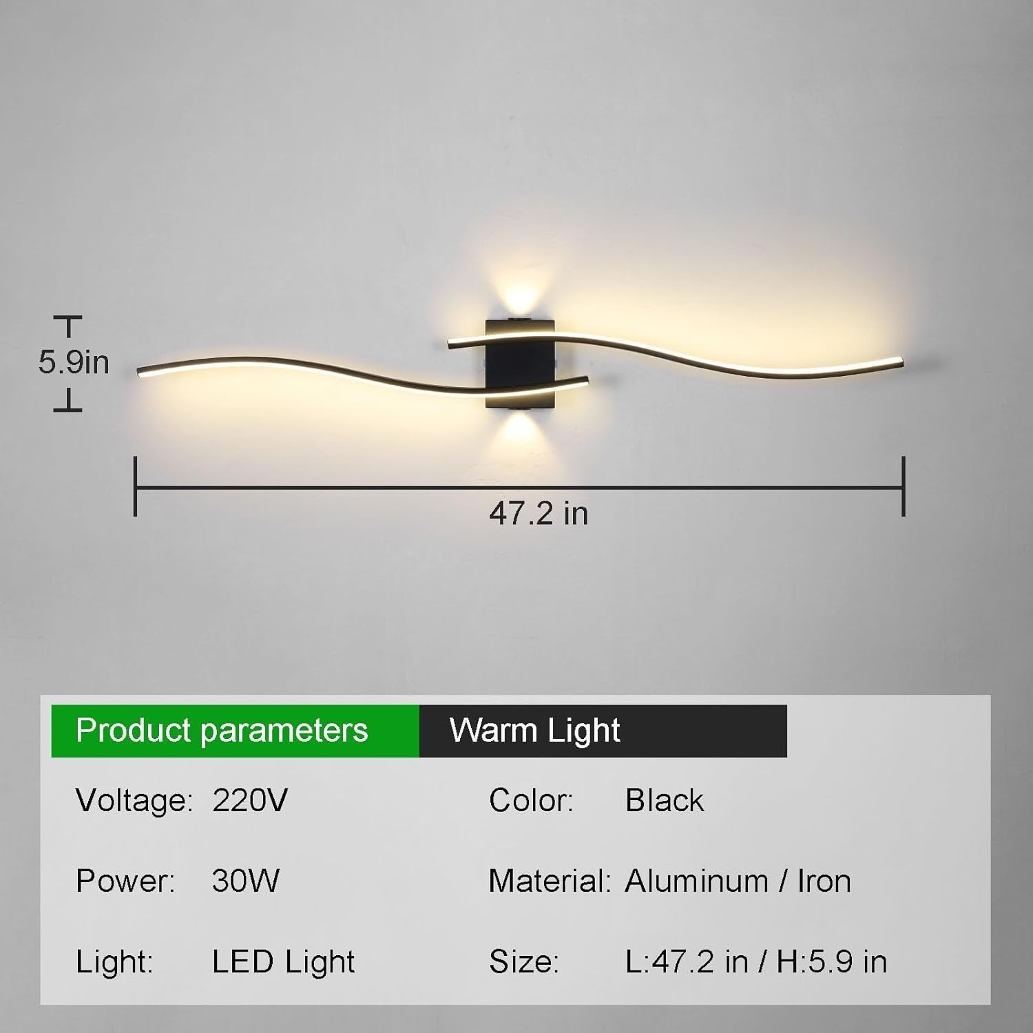 Dimmable LED Wall Light with Remote | Modern Acrylic Linear Sconce Lamp 120cm