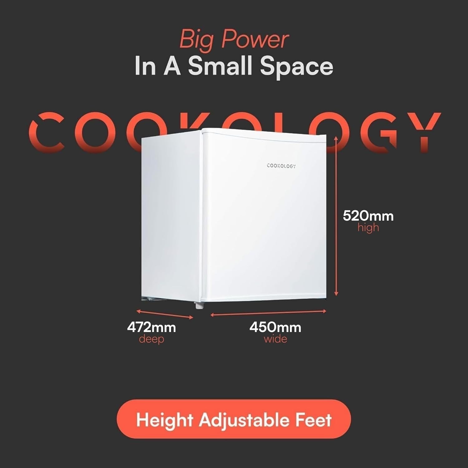 45L Mini Tabletop Fridge Countertop Reversible Door White Compact