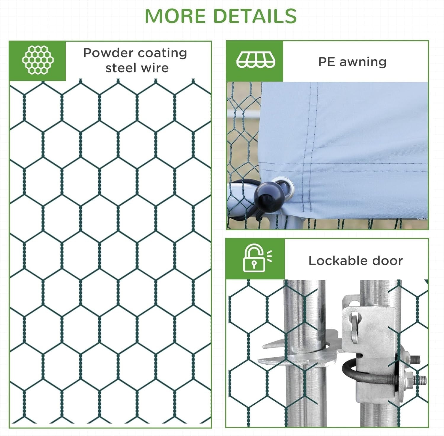 Walk In Galvanised Chicken Run Outdoor Enclosure with Cover 3–5 Hens