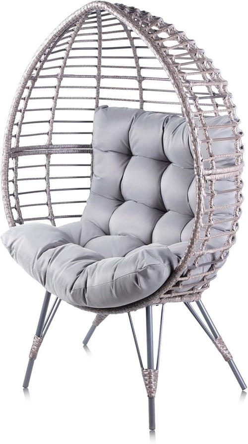 Luxury Rattan Egg Chair Indoor Outdoor Deep Seat Weather-Resistant Cushion