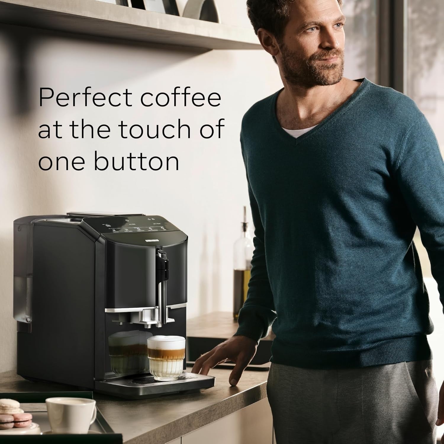 Fully Automatic Bean-to-Cup Coffee Machine with Milk Frother, One-Touch Drinks