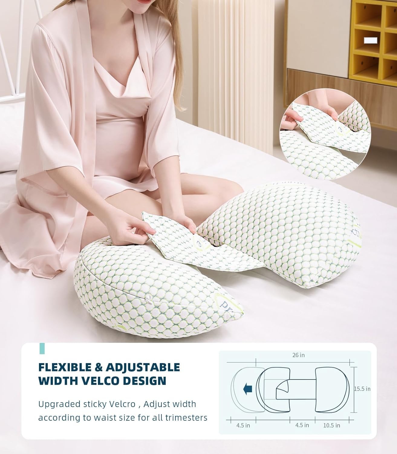 Adjustable Pregnancy Pillow Full Body Support for Back Hips Legs Sleepv