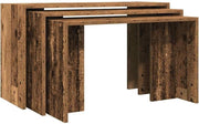 Modern Nesting End Side Tables Set of 2 Rectangular Walnut Wood Stackable Old Wo