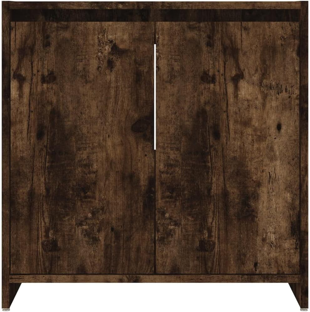 Rustic Oak Bathroom Sink Cabinet – 2 Door Under Sink Storage Unit 60x61cm