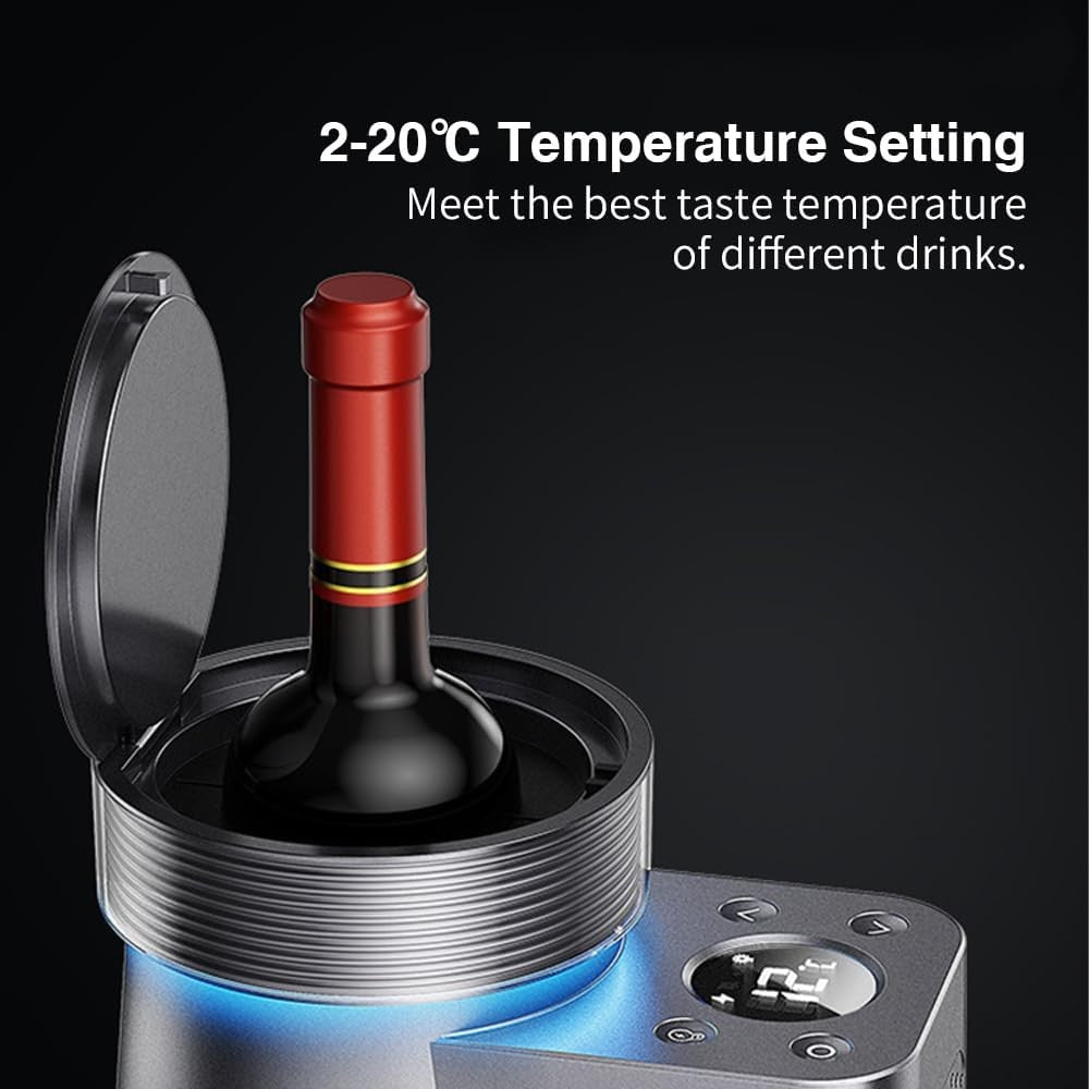 Tabletop Wine Cooler Intelligent Chiller 750ml Bottle 2–20°C Portable